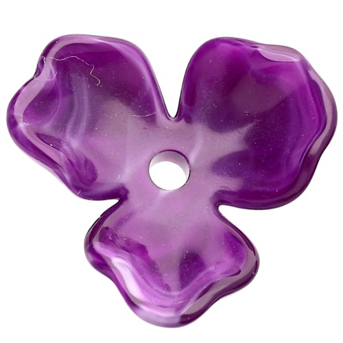 Pendentif fleur 23.5 mm en acétate - Marbré Violet foncé x1