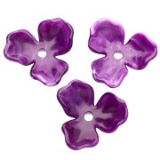 Pendentif fleur 23.5 mm en acétate - Marbré Violet foncé x1