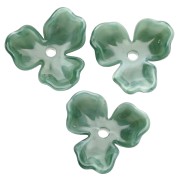 Pendentif fleur 23.5 mm en acétate - Marbré Vert sapin x1