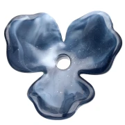 Pendentif fleur 23.5 mm en acétate - Marbré Bleu foncé x1
