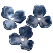 Pendentif fleur 23.5 mm en acétate - Marbré Bleu foncé x1