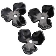 Pendentif fleur 23.5 mm en acétate - Marbré Noir x1