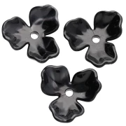 Pendentif fleur 23.5 mm en acétate - Marbré Noir x1