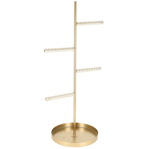 Porte bijoux - présentoir à bracelets et colliers 35x17 cm avec perles ABS - Blanc