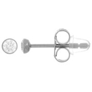 Clous d'oreilles ronds 3 mm avec oxyde de zirconium - Acier inox 304 x2