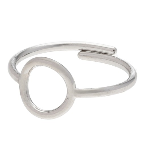 Bague réglable cercle ajouré 10 mm - T. 50 à 56 - Acier inoxydable 304L x1