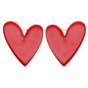 Pendentifs coeur 38x30 mm avec résine époxy - Acier inoxydable 304 Doré - Rouge x2|raw }}