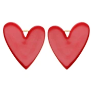 Pendentifs coeur 38x30 mm avec résine époxy - Acier inoxydable 304 Doré - Rouge x2