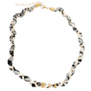 Collier tressé cordon et chaîne en acier inoxydable 304 Doré Blanc Gris x42 cm|raw }}