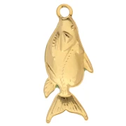 Pendentif poisson 28x11 mm avec résine époxy - Acier inox 304 Doré - Vert x1