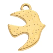 Breloque oiseau gravé 20x16 mm - Acier inoxydable 304 Doré x1