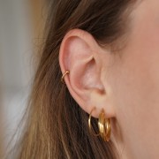 Ear cuff - Bague d'oreille fine 11 mm avec boules - Acier inoxydable 304 Doré x1