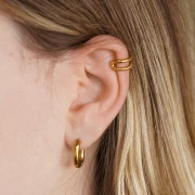 Ear cuff - Bague d'oreille double anneau 12 mm - Acier inoxydable 304 Doré x1