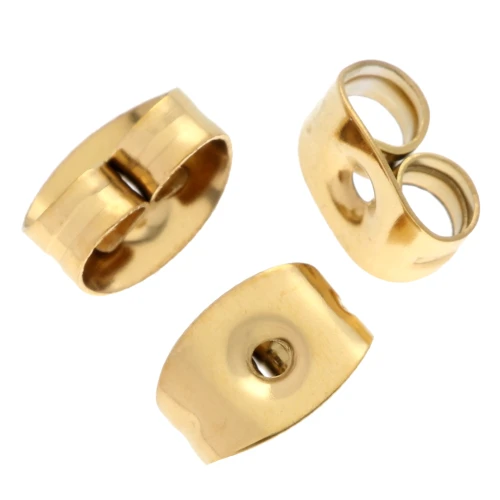 Poussoirs - Poussettes pour clous d'oreilles 6x4 mm - Acier inox 304 Doré x10