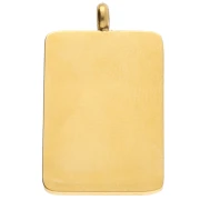 Pendentif rectangle motif main 26x15 mm résine époxy - Acier inox 304 Doré - Bleu