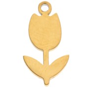 Breloque tulipe 14x7.5 mm avec résine époxy - Acier inox 304 Doré - Rose - Vert x1