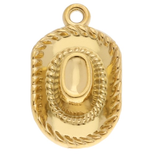 Pendentif chapeau de cowboy 23x14 mm - Acier inoxydable 304 Doré x1