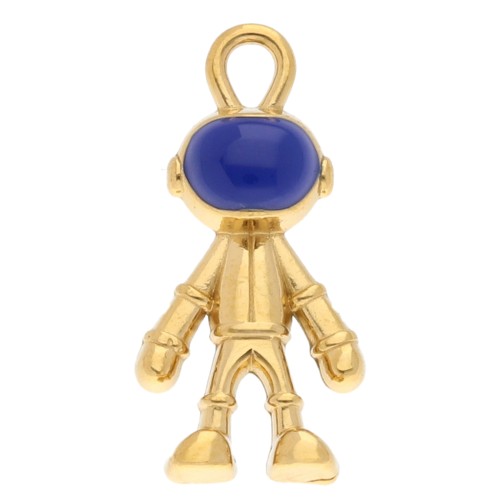 Pendentif cosmonaute 23.5x11.5 mm avec résine époxy - Acier inox 304 Doré - Bleu