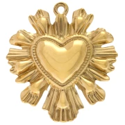 Pendentif coeur Ex-voto 37x33 mm - Acier inoxydable 304 Doré x1