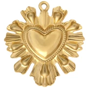 Pendentif coeur Ex-voto 37x33 mm - Acier inoxydable 304 Doré x1