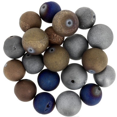 Cadeau - Perles ronde Druzy Agate - Taille et Couleur aléatoire x4