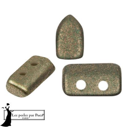 Perles en verre Piros® par Puca® 2x5 mm - Bronze Green x10g
