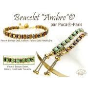 Perles en verre Piros® par Puca® 2x5 mm - Bronze Green x10g