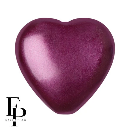 Perle coeur en verre 16x15 mm - Pastel Bordeaux x1