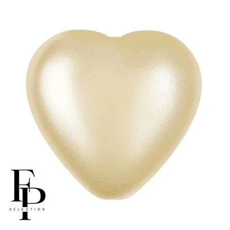 Perle coeur en verre 16x15 mm - Pastel Cream x1