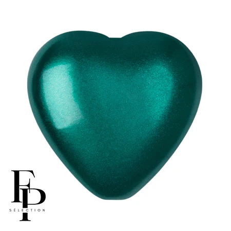 Perle coeur en verre 16x15 mm - Pastel Emerald x1
