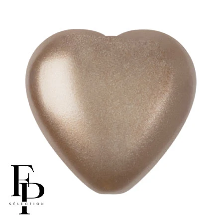 Perle coeur en verre 16x15 mm - Pastel Light Brown Coco x1