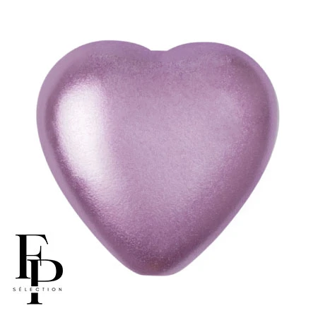 Perle coeur en verre 16x15 mm - Pastel Lila x1