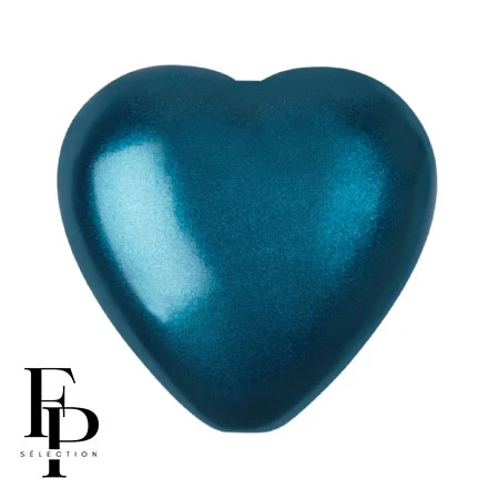 Perle coeur en verre 16x15 mm - Pastel Petrol x1