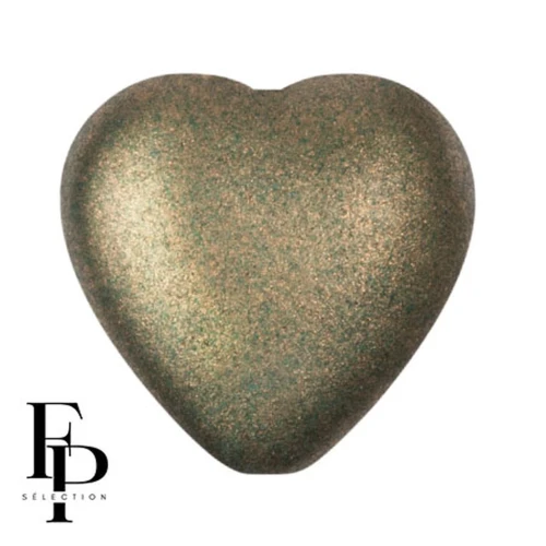 Perle coeur en verre 16x15 mm - Bronze Green x1