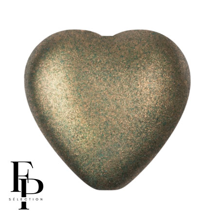 Perle en verre coeur 16x15 mm - Bronze Green x1