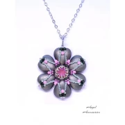 Perle coeur en verre 16x15 mm - Bronze Grey x1