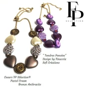 Perle coeur en verre 16x15 mm - Bronze Grey x1