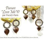 Perle coeur en verre 16x15 mm - Bronze Maroon x1