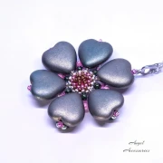Perle coeur en verre 16x15 mm - Bronze Rose x1