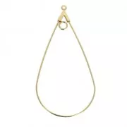 Supports boucles d'oreilles gouttes un anneau 52x25 mm doré à l'or fin x2