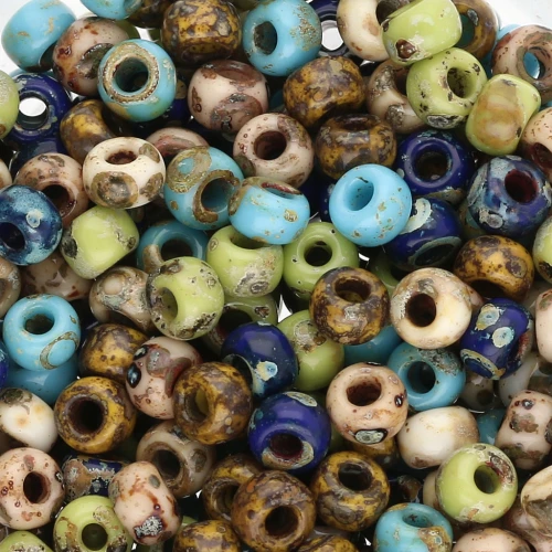 Mix de rocailles Miyuki 6/0 - Opaque Picasso Mix Nature x8g