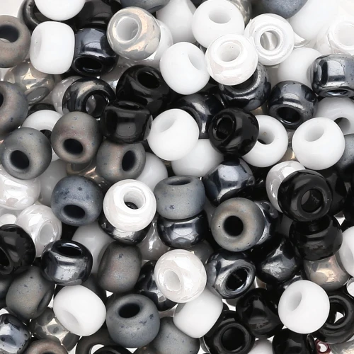 Mix de rocailles Miyuki 6/0 - Black and White x8g