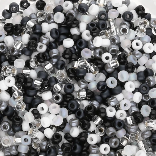Mix de rocailles Miyuki 11/0 - Black and White x8g