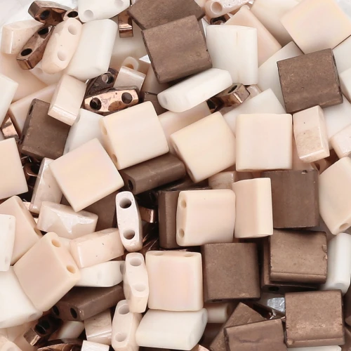 Mix de perles Miyuki - Quarter - Half et Tila Beads - Sparkling Latte x10g