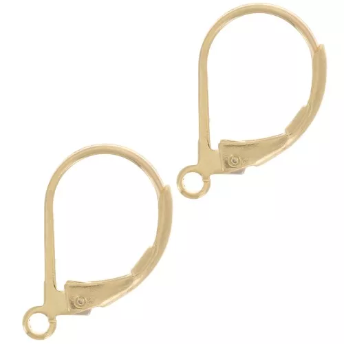 Dormeuses avec anneau ouvert 15 mm - Doré à l'or fin x2
