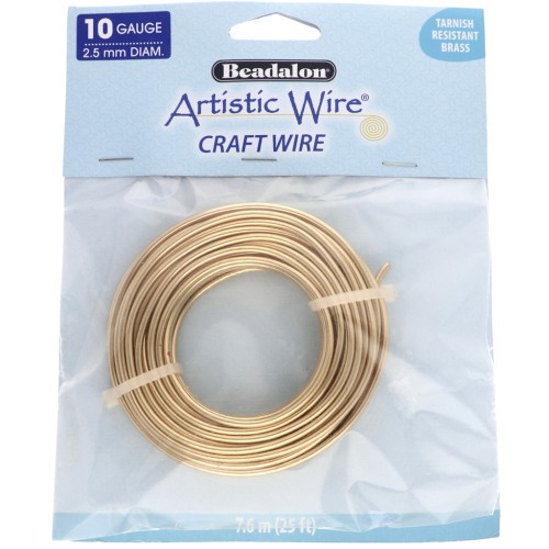 Fil de laiton Artistic Wire 2.5 mm - brut traité Anti-ternissement x7.6m