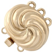 Fermoir effet spirale 3 rangs à clipser 13x16.5 mm - Doré x1