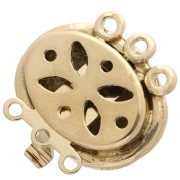 Fermoir effet spirale 3 rangs à clipser 13x16.5 mm - Doré x1