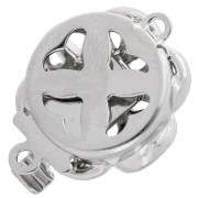 Fermoir fleur à clipser 14 mm avec perle imitation nacre - White bronze x1