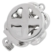 Fermoir fleur à clipser 14 mm avec perle imitation nacre - White bronze x1